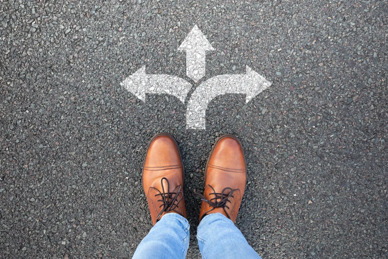 Diverging directions marking a big decision point between two paths