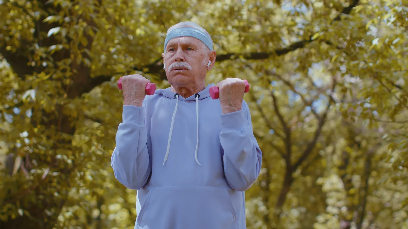 Active senior man working out, showing training has no age limit